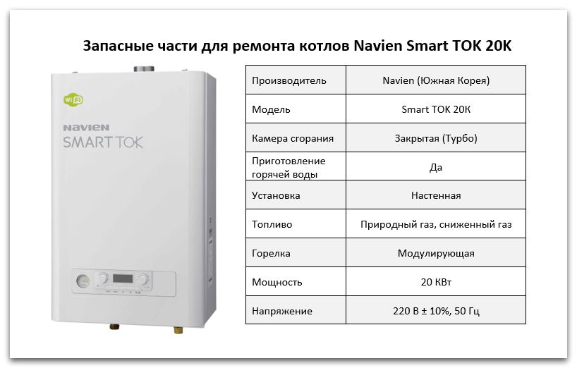 Купить запчасти для котлов Navien Smart TOK 20K в Калуге