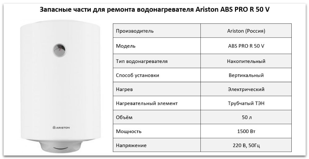 Купить запчасти Ariston ABS PRO R 50 V в Калуге